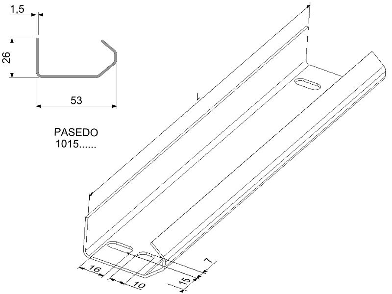 Guida verticale Spessore 1,5 mm per portoni residenziali
