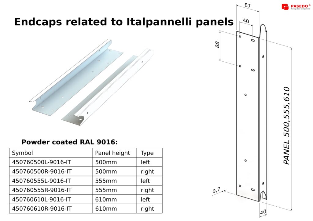 Side end cap with perforation RAL9016 0,7mm