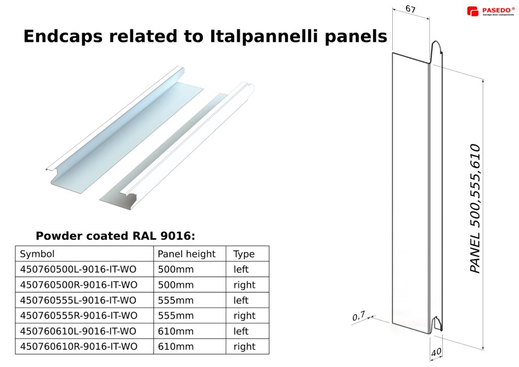 Side end cap without perforation RAL9016 0,7mm