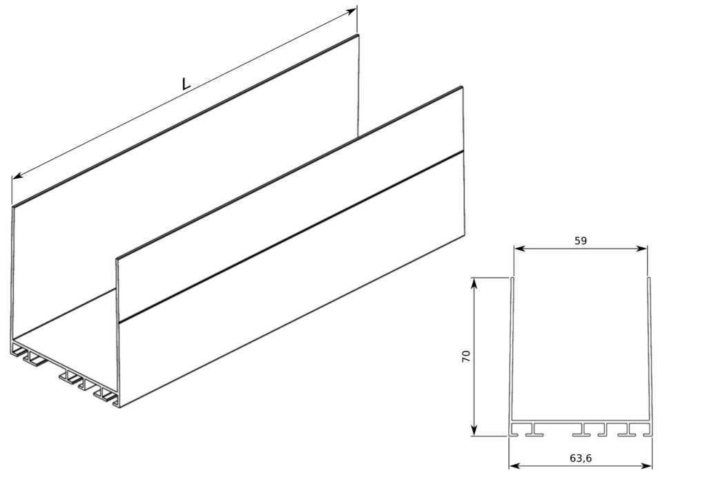 Profil aluminiowy górny-dolny 2061 Surowy